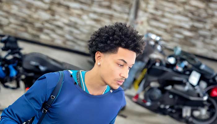 11.Low Fade and Textured Curls Look