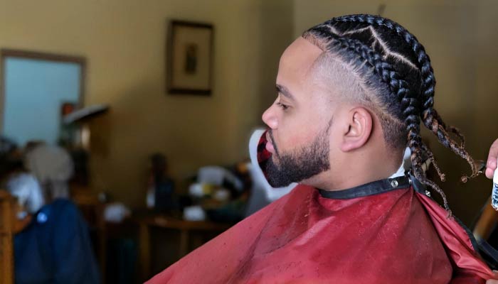 13.Cornrows and a Temple Fade Haircut