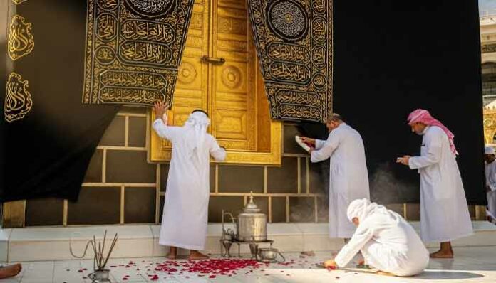 Makkah Ritual, Holy Kaaba Washed with Zamzam and Rose Water